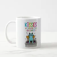 Kisses if you do the dishes cute cat washing up coffee mug