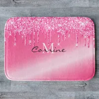 Monogram Metallic Hot Pink Dripping Glitter (rug) Bath Mat