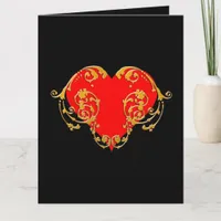 Bold Romantic Valentine Red Goth Heart   Card