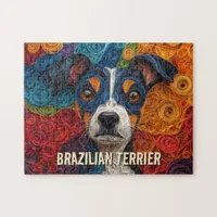 Brazilian Terrier Paper Quilling Art Dog Portrait Jigsaw Puzzle