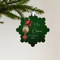 Green red gold baubles Christmas decor Ornament Card