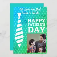 Instagram Photo Tie Dots Blue Fathers Day Card