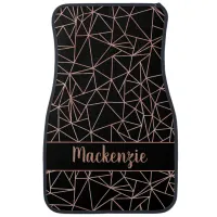 Modern Rose Gold Foil Pink Black Copper Geometric Car Floor Mat