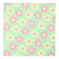 Cute Girly Pastel Pink Yellow Cartoon Flowers Duvet Cover