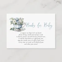 Blue Tea Party Boy Baby Shower Book Request  Enclosure Card