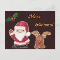 Santa Clause and the Red-Nosed Reindeer Postcard