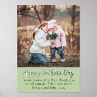 Happy Father's Day Custom Photo Stylish Sage Green Foil Prints