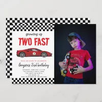 Two Fast Race Car Boy 2nd Birthday Party Invitation