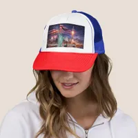 4th of July USA 250th Statue of Liberty Rocket Trucker Hat