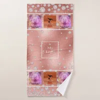 Company logo rose gold photo collage luxurious bath towel