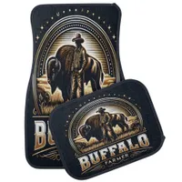 Buffalo Farmer Tending to Majestic Bison Herd Car Floor Mat