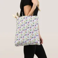 Spring Summer Yellow Pink Purple Flower Watercolor Tote Bag
