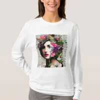 Vintage Woman Paper Collage Art T-Shirt