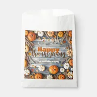 Rustic Wood Fall Pumpkins and Leaves Thanksgiving Favor Bag