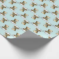 Cute Teddy Bear on a Cloud Blue Bow Tie Wrapping Paper