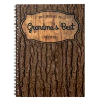 Rustic Faux Wood Grain Tree Bark Recipe Cookbook Notebook