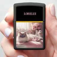 Sapphire Gaze: Ragdoll Cat Rose Dreams  Zippo Lighter