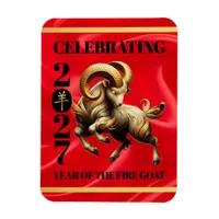 Stunning Red Gold Chinese Year of Fire Goat 2027 Magnet