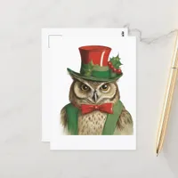 Adorable Christmas Owl Postcard
