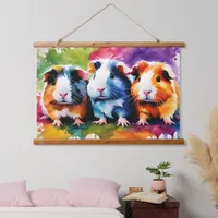 Cute guinea pigs with splashes of color hanging tapestry