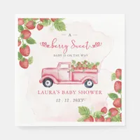 Strawberry Pink Red Berry Sweet Baby Shower Napkins