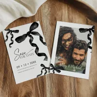 Black Bow Save The Date Invitation