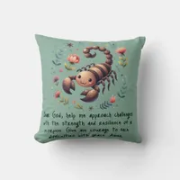 Kids Christian Prayer Woodland Scorpion on Green | Throw Pillow