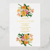 Bright Summer Floral Bouquet Wedding Foil Invitation