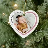 I Love My Grandma Heart Photo Ceramic Ornament