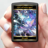 Vibrant Holographic Crystals Reflecting Soft Light Zippo Lighter