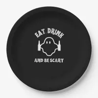 Eat Drink And Be Scary Halloween Party Funny Ghost Paper Plates