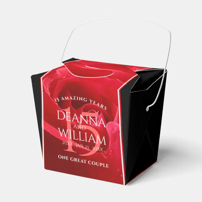 Elegant 15th Rose Wedding Anniversary Celebration Favor Boxes