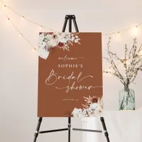 Boho Terracotta Floral Bridal Shower Welcome Sign