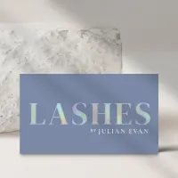 Elegant Blue Holographic Lash Technician Business Card