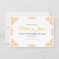 Talavera Yellow Floral Minimalist Spanish Wedding Save The Date