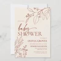 Minimal Floral Baby Shower Invitation