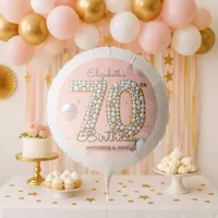Elegant Blush Pink Gold Pearl Mosaic 70th Birthday Balloon