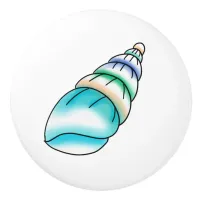 Blue Seashell Coastal Beach House Ceramic Knob