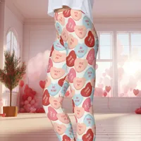 Candy Conversation Hearts Valentine's Day Leggings