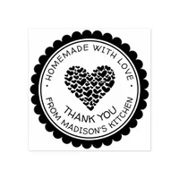 Handmade With Love Heart Thank You Personalized Rubber Stamp
