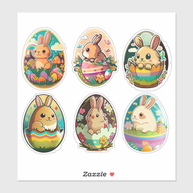 Cute Easter Bunny | Easter Eggs Sticker