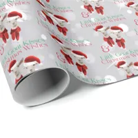 Small Christmas Wishes Little Goat Kisses Silver Wrapping Paper