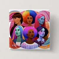 IWD |  International Women's Day is March 8th Button