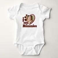 I Love My Mummies Pink Brown Photo Baby Bodysuit