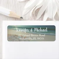 Elegant Beach Sea Glass Coastal Return Address Label