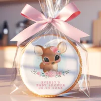 Floral Deer Cute Woodland Doe Girl Baby Shower Sugar Cookie