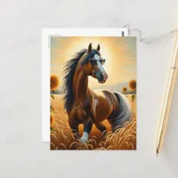 Bay Pinto Horse in Sunglasses Postcard