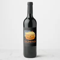 Trumpkin Halloween Funny Design Wine Label