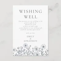 Grey Florals Wishing Well Wedding Enclosure Card