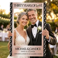 Elegant 30th Pearl Wedding Anniversary Celebration Selfie Frame